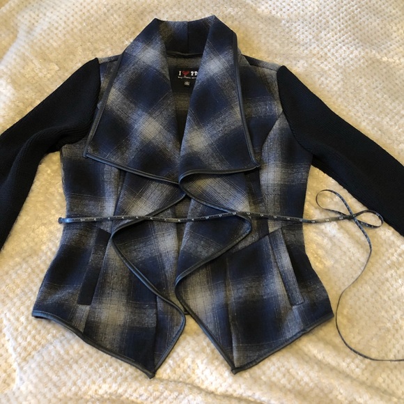 Navy Blue and Gray Sweater Jacket - Picture 10 of 13